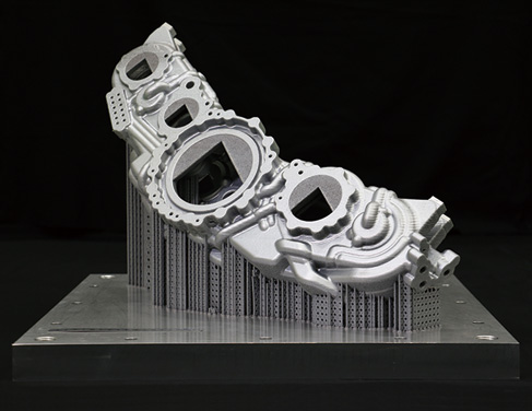 Monoblock manufacturing of a complex shaped part is possible (channels can be built at the same time).